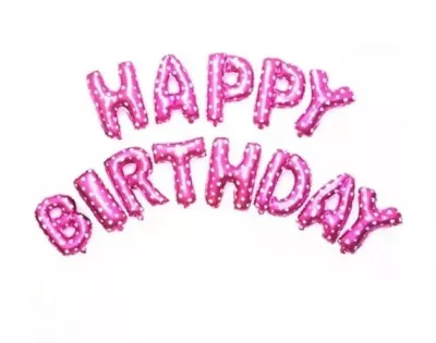 Happy Birthday Pembe Puanlı Renkli Folyo Balon - 1