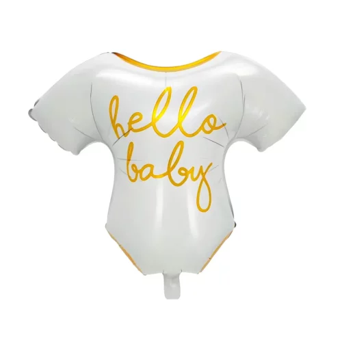 Hello Baby Beyaz Gold Elbise Folyo Balon  - 1