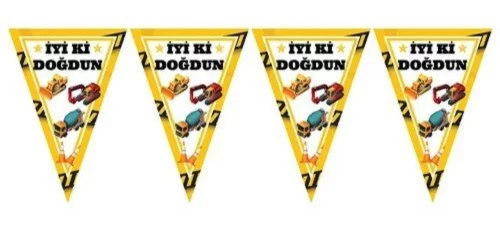 İnşaat Temalı Üçgen Flama - 1