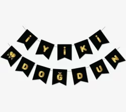 İyi ki Doğdun Banner - Siyah Gold