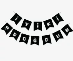 İyi ki Doğdun Banner - Siyah Gümüş