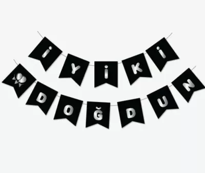 İyi ki Doğdun Banner - Siyah Gümüş - 1
