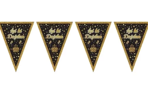 İyi ki Doğdun Gold Üçgen Flama - 1