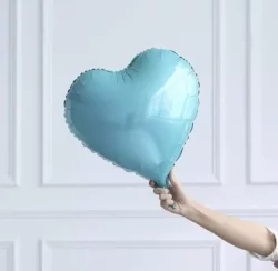 Kalp Folyo Balon - Okyanus Mavisi