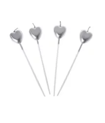 Kalp Mum Gümüş - 13 cm (4 adet)