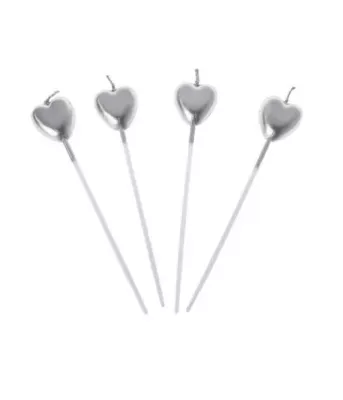 Kalp Mum Gümüş - 13 cm (4 adet) - 1