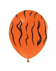Kaplan Desenli Turuncu Siyah Baskılı Balon 12 inç (10 adet)