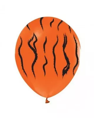 Kaplan Desenli Turuncu Siyah Baskılı Balon 12 inç (10 adet) - 1