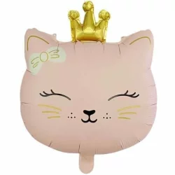 Kedi Kafa Folyo Balon - Pembe 