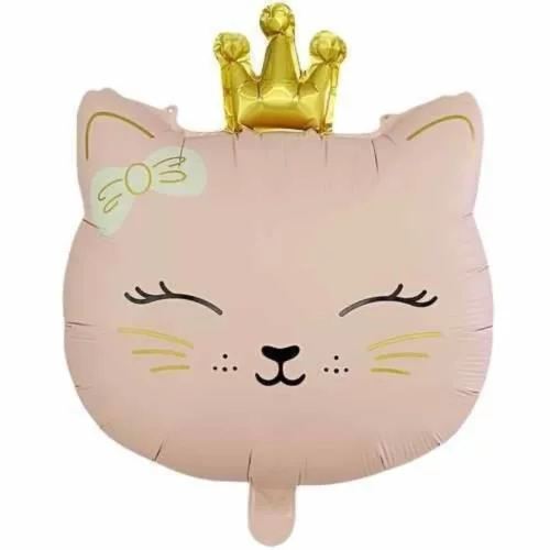 Kedi Kafa Folyo Balon - Pembe  - 1