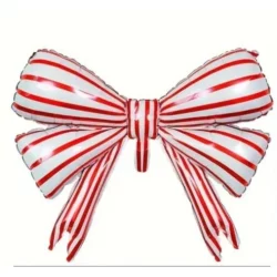 Kırmızı Beyaz Çizgili Büyük Fiyonk Folyo Balon 