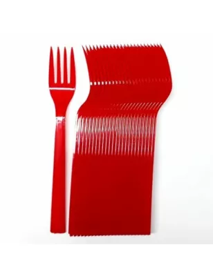 Kırmızı Plastik Çatal - 25’li - 1