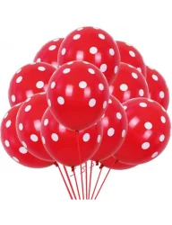 Kırmızı Puanlı Baskılı Balon 12" (10 adet)