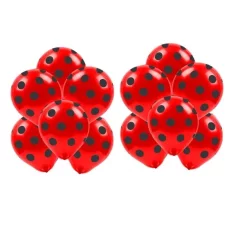 Kırmızı üzeri Siyah Puanlı Baskılı Balon 12" (10 adet)