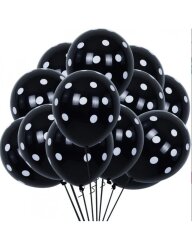 Kırmızı Siyah Puanlı Baskılı Balon 12 inç (10 adet)