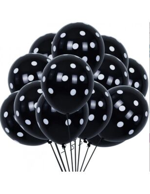 Kırmızı Siyah Puanlı Baskılı Balon 12 inç (10 adet) - 1