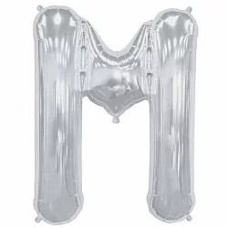 M Harfi Folyo Balon - Gümüş - 40 cm