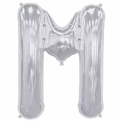 M Harfi Folyo Balon - Gümüş - 40 cm - 1