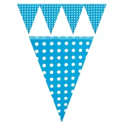 Mavi Beyaz Puanlı Üçgen Flama