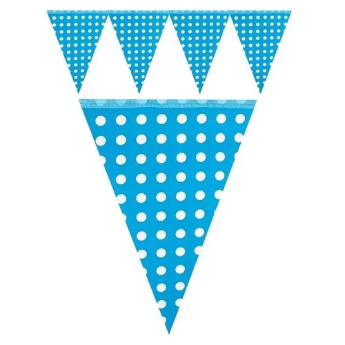 Mavi Beyaz Puanlı Üçgen Flama - 1