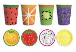 Meyve Temalı Tabak ve Bardak Seti