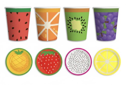 Meyve Temalı Tabak ve Bardak Seti - 1