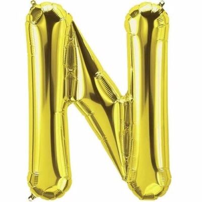 N Harfi Folyo Balon - Gold - 40 cm - 1