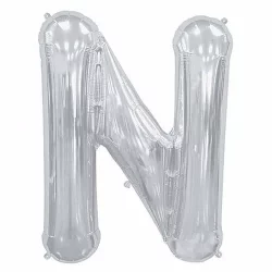 N Harfi Folyo Balon - Gümüş - 40 cm
