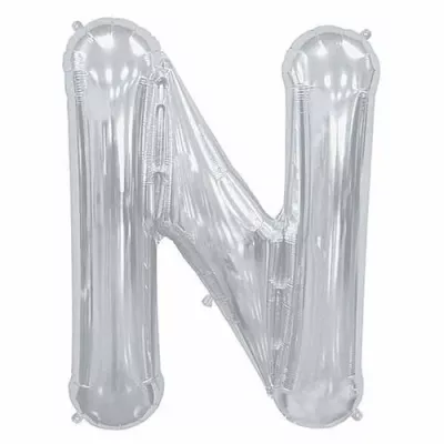 N Harfi Folyo Balon - Gümüş - 40 cm - 1