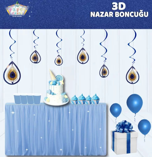 Nazar Boncuğu Temalı 3D Tavan Süs - 1