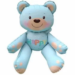 Oturan Ayı Folyo Balon - Mavi 