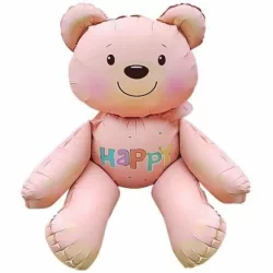 Oturan Ayı Folyo Balon - Pembe