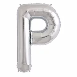 P Harfi Folyo Balon - Gümüş - 40 cm