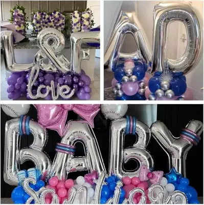 P Harfi Folyo Balon - Gümüş - 40 cm - 5