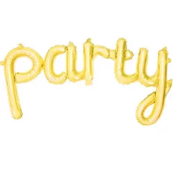 Party Yazılı Folyo Balon Set - Gold Renk