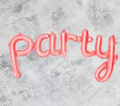 Party Yazılı Folyo Balon Set - Pembe Renk - 1