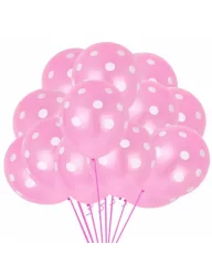 Pembe Puanlı Baskılı Balon 12" (10 adet)