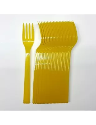 Plastik Çatal - Sarı Renk - 25 adet - 1