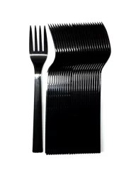 Plastik Çatal - Siyah Renk - 25 adet