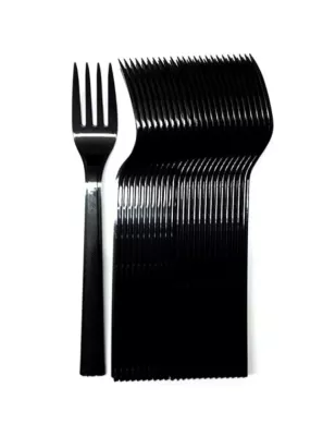 Plastik Çatal - Siyah Renk - 25 adet - 1