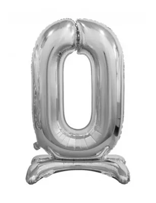 Rakam Folyo Balon Gümüş Ayaklı 80 cm - 1