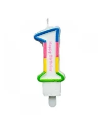 Renkli Rakam Mum - 1 - 8,5 cm