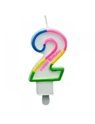 Renkli Rakam Mum - 2 - 8,5 cm