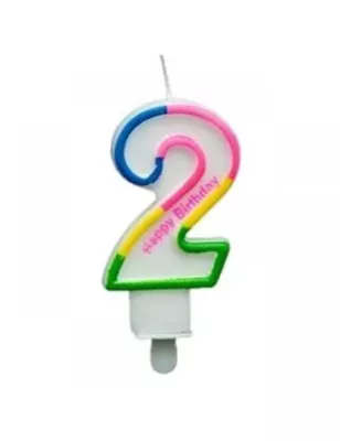 Renkli Rakam Mum - 2 - 8,5 cm - 1