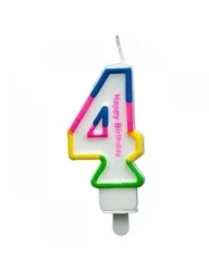 Renkli Rakam Mum - 4 - 8,5 cm