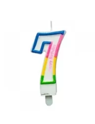 Renkli Rakam Mum - 7 - 8,5 cm