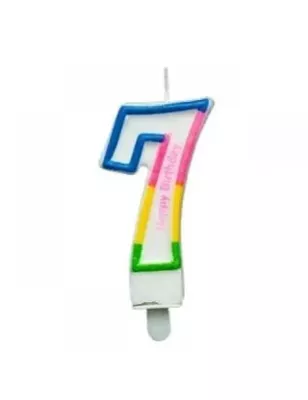 Renkli Rakam Mum - 7 - 8,5 cm - 1