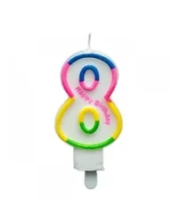 Renkli Rakam Mum - 8 - 8,5 cm