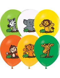  Safari Hayvan Baskılı Balon 12 inç (10 adet)
