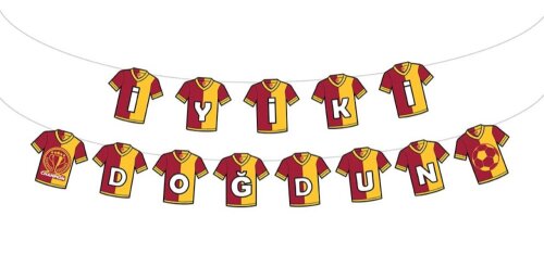 Sarı Kırmızı Forma Şekilli iyiki Doğdun Yazı - 1